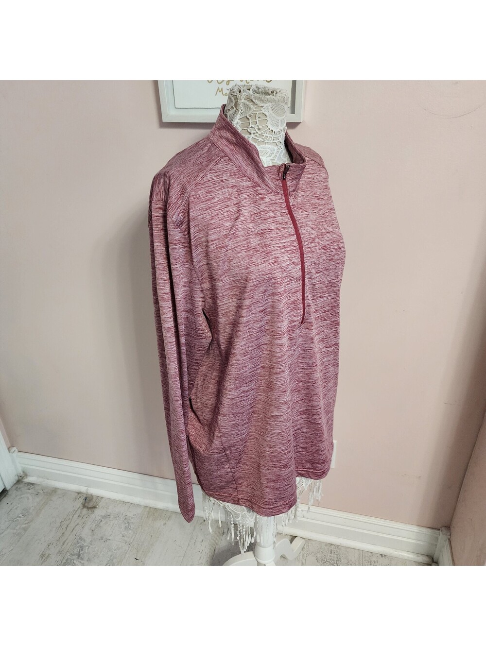 Graham Luxe Trey Men’s Pink Heather Golf 1/4-Zip Pullover XL Flawless